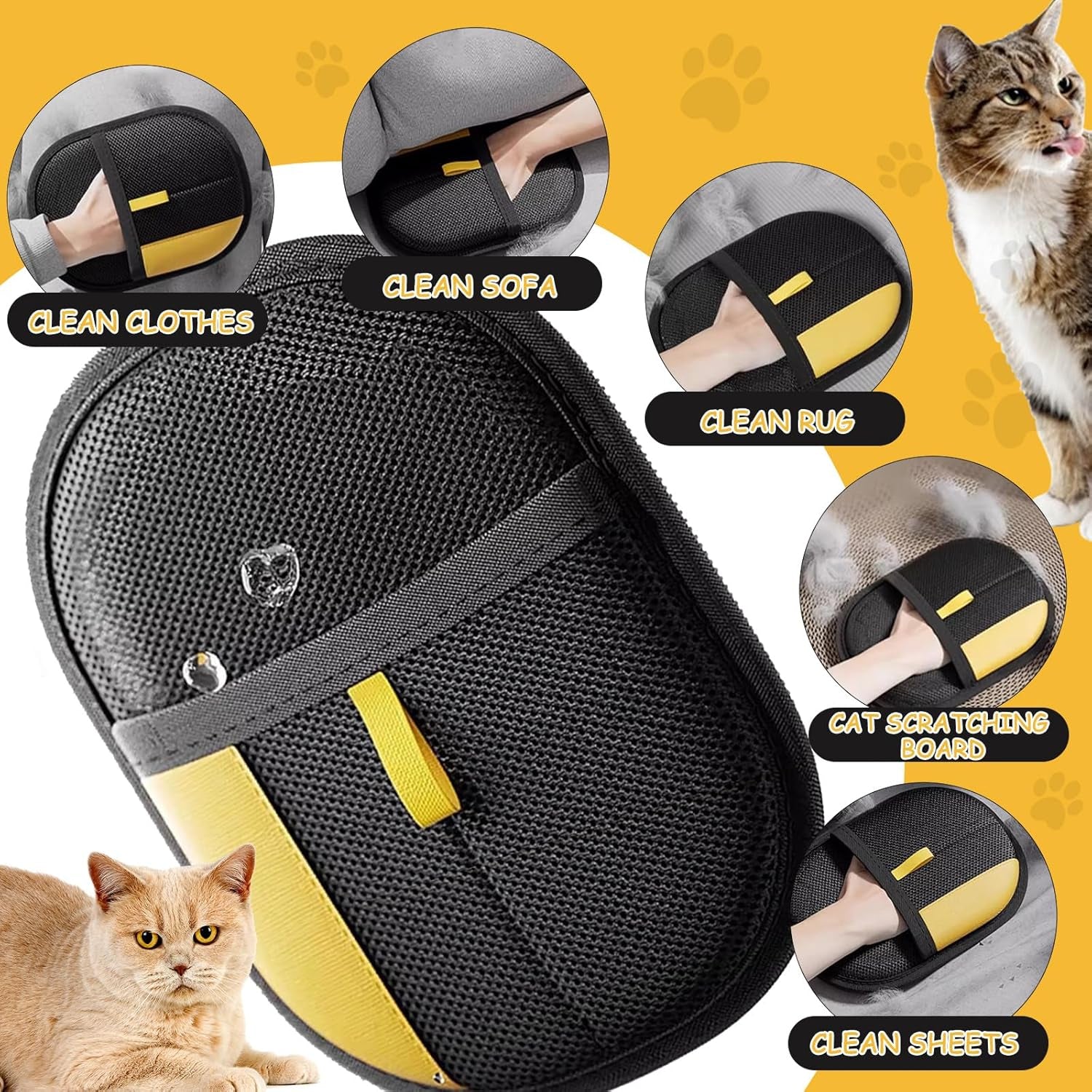 Electrostatic Pet Hair Remover Glove - Reusable Electrostatic Pet Hair Removal Gloves for Couch, Carpet, Double Sided Grooming Glove for Cat & Dog Hair, Upgraded Static Removal Tool (1)