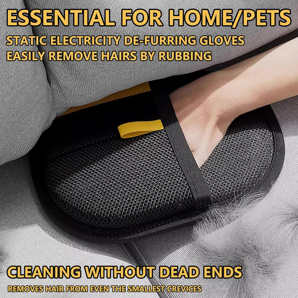 Electrostatic Pet Hair Remover Glove - Reusable Electrostatic Pet Hair Removal Gloves for Couch, Carpet, Double Sided Grooming Glove for Cat & Dog Hair, Upgraded Static Removal Tool (1)