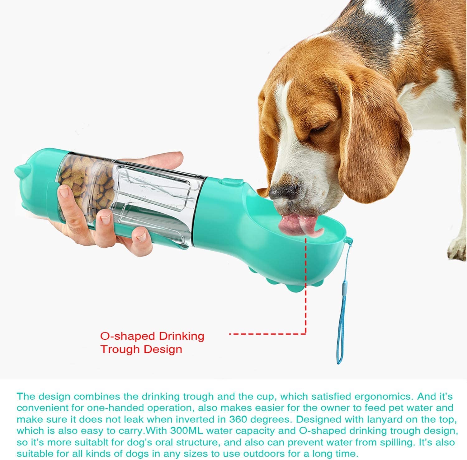 4-In-1 Portable Dog Bowl & Water Bottle - Travel Dog Water Dispenser with Food Box, Garbage Bag Storage & Poop Shovel