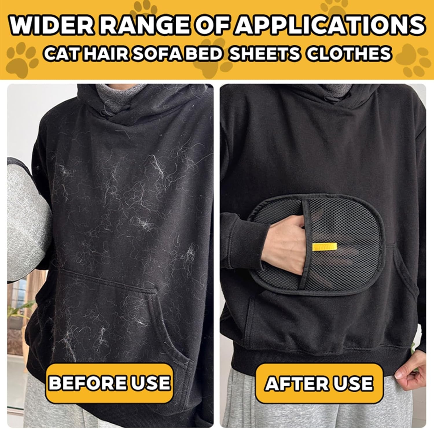 Electrostatic Pet Hair Remover Glove - Reusable Electrostatic Pet Hair Removal Gloves for Couch, Carpet, Double Sided Grooming Glove for Cat & Dog Hair, Upgraded Static Removal Tool (1)